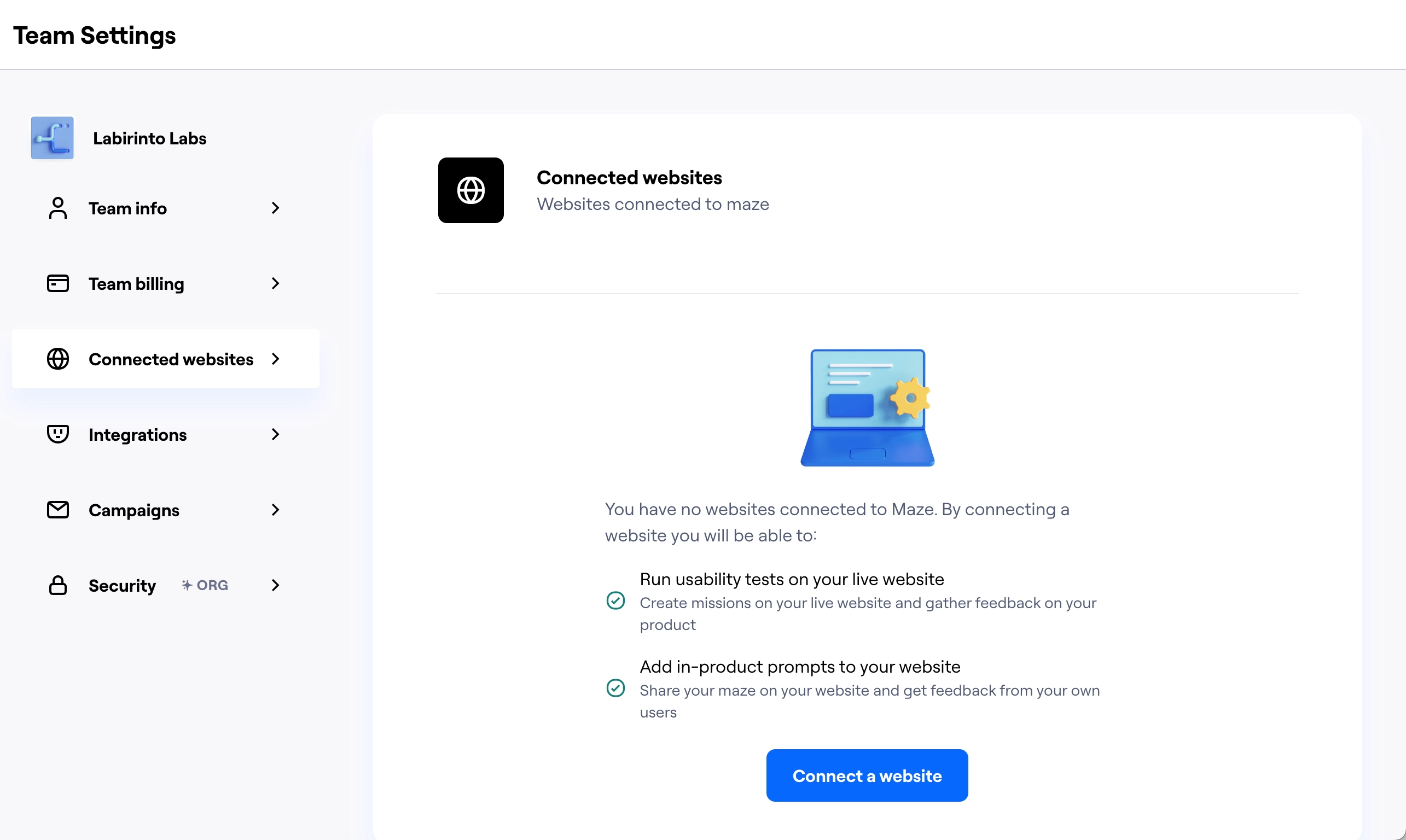 maze-team-settings-no-website-connected.webp