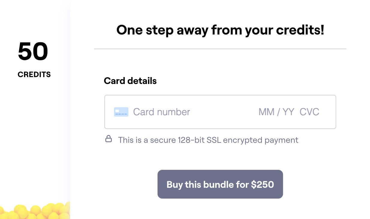 Modal for purchasing Maze credit bundles