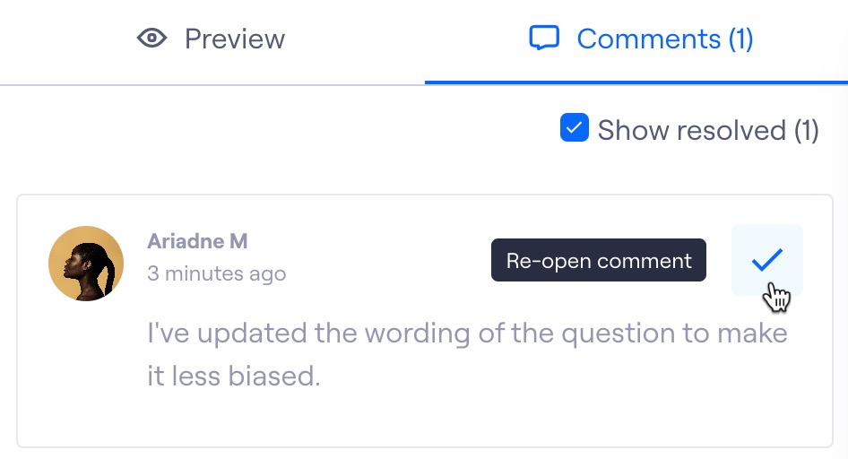 Steps to reopen a comment in a maze block