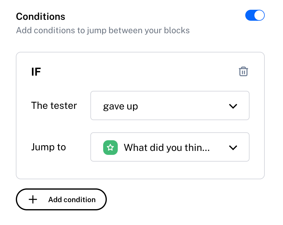 Conditions options