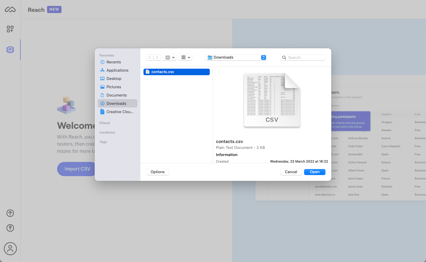Uploading a file